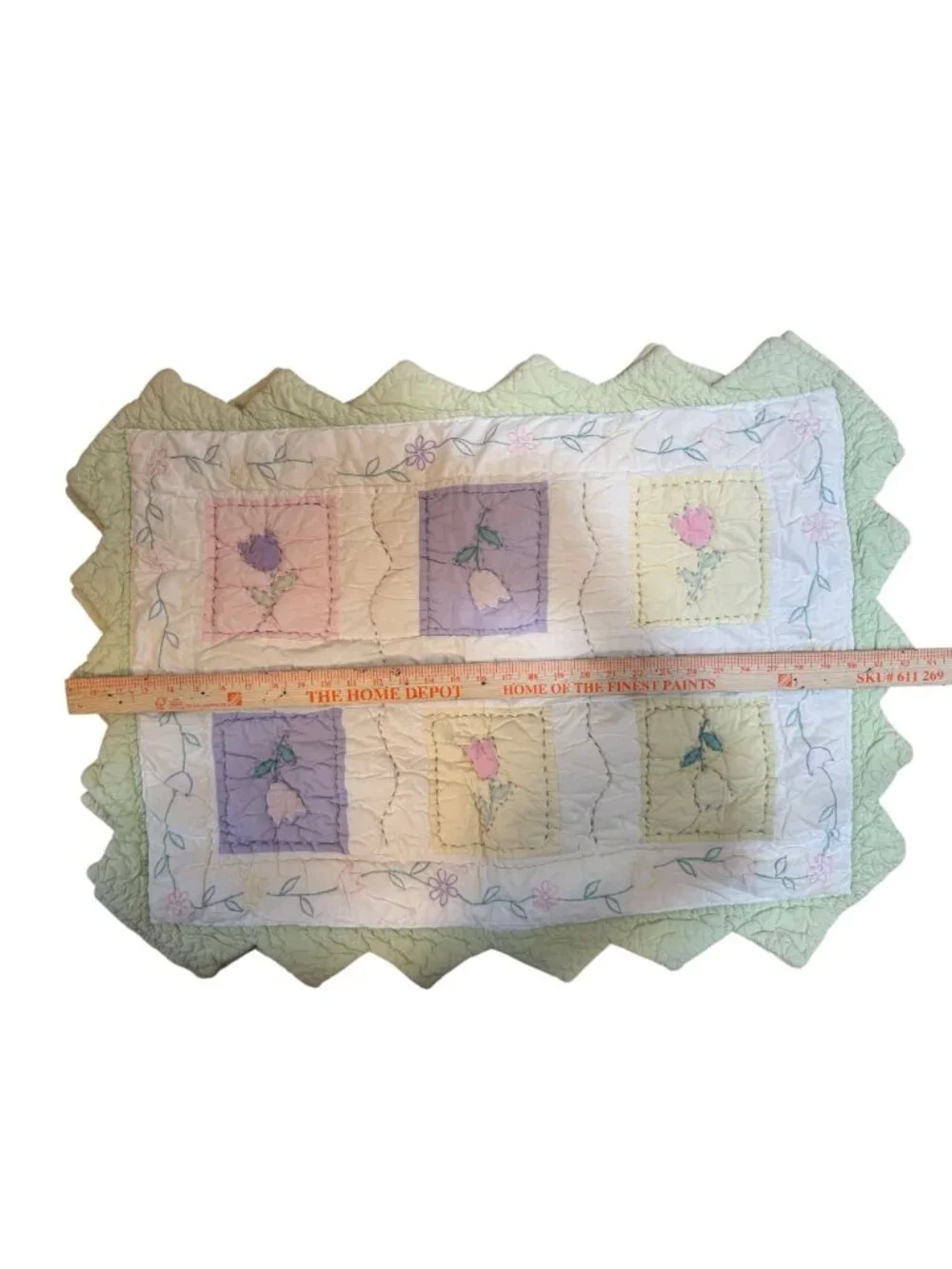 Pottery Barn Kids Floral Pastel Quilted Standard Pillow Sham Set of 2 Vintage
